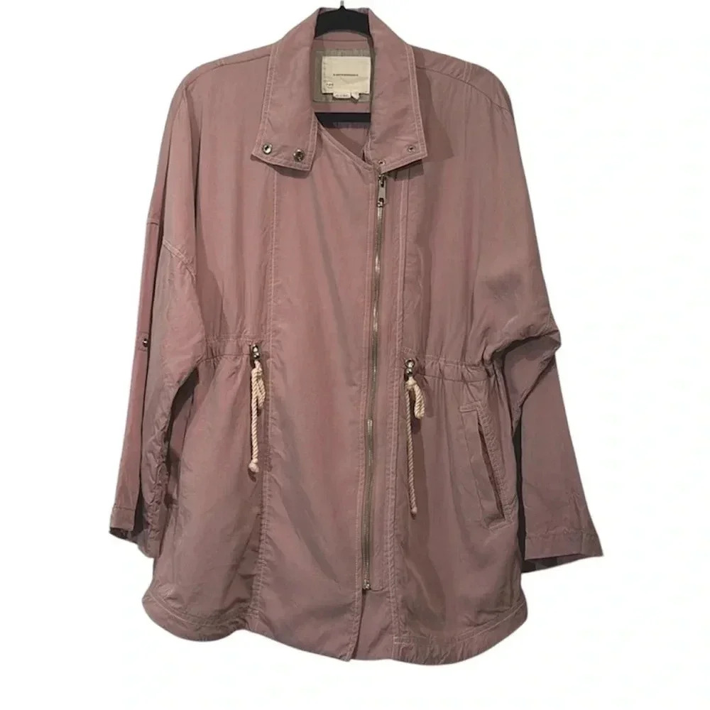 Anthropologie-Danuta Cupro Oversized Utility Jacket Mauve Size XS/S
